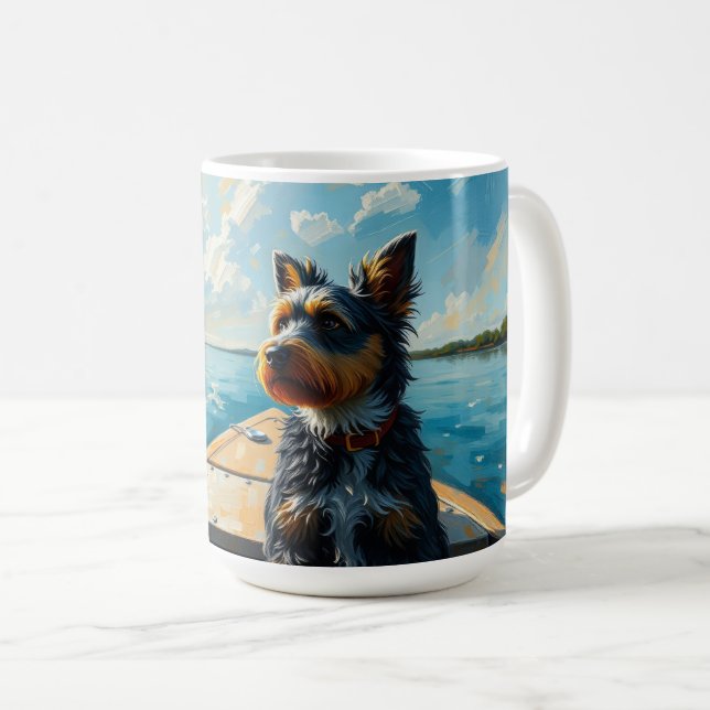 Hund på en båt kaffemugg (Framsida höger)