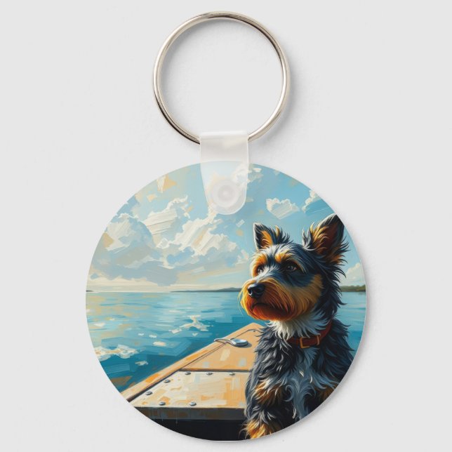 Hund på en båt nyckelring (Framsida)