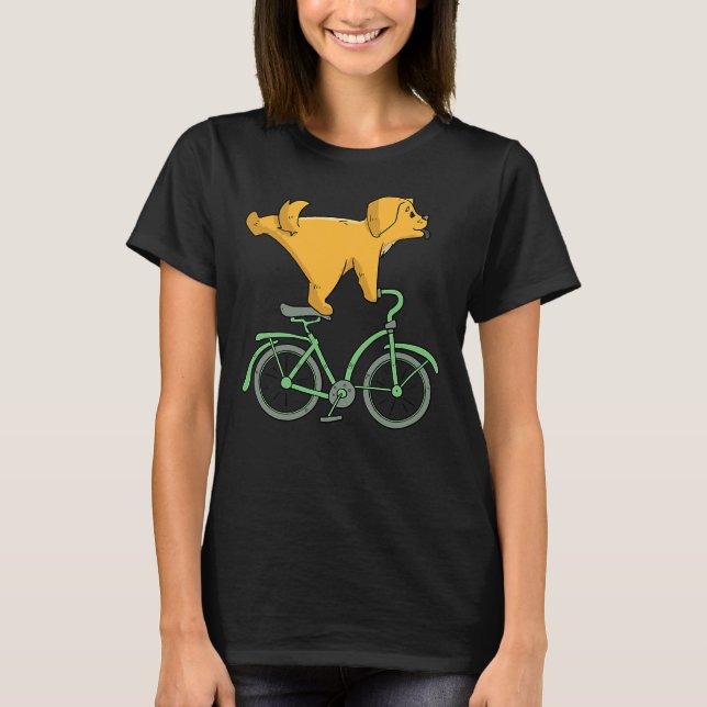 Hund på en bike Golden Retriever Cycling T Shirt (Framsida)