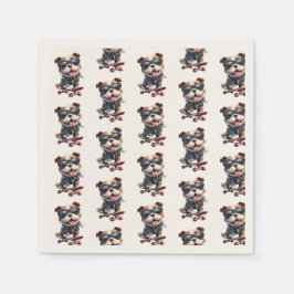 Hund på en skateboard pappersservett