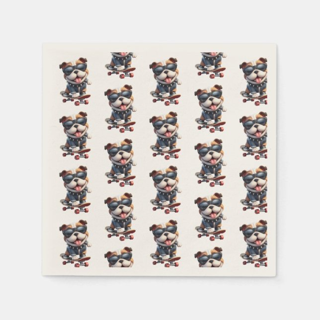 Hund på en skateboard pappersservett (Framsidan)