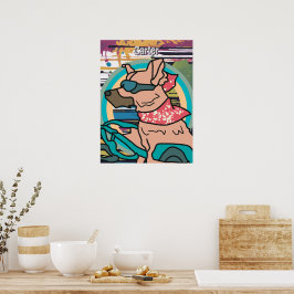 Hund på gatan med solglasögon | Funny Poster