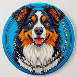 Hund på gröntens bakgrund knapp