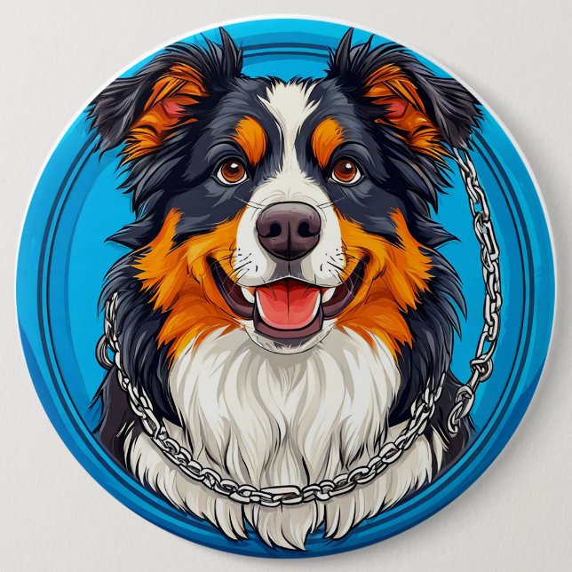 Hund på gröntens bakgrund knapp (Framsida)