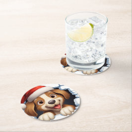 Hund på gryningen genom väggen illustreras underlägg papper rund