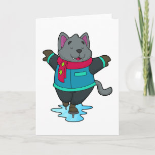 Hund på isar med isskal och scarf kort