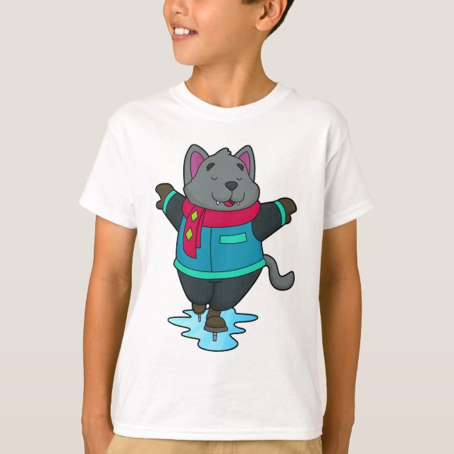 Hund på isar med isskal och scarf t shirt (Framsida)