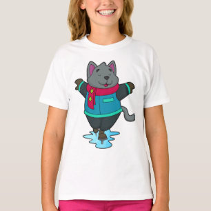 Hund på isar med isskal och scarf t shirt