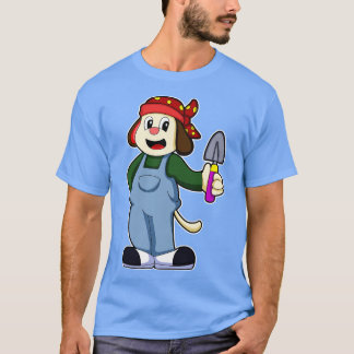 Hund på jordbrukaren med blomma t shirt