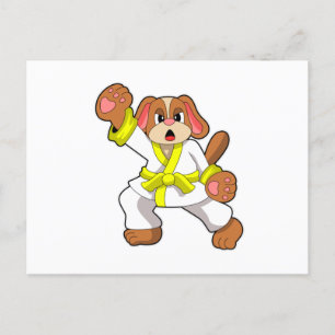 Hund på karate kampsport vykort