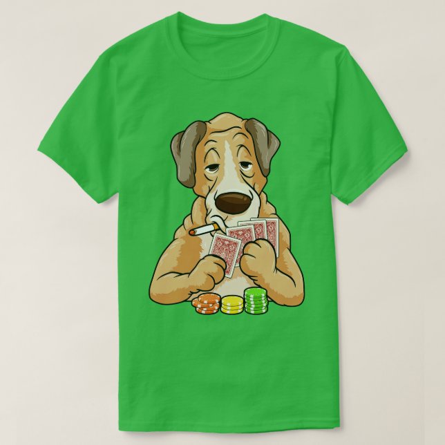 Hund på med kort och chip t shirt (Design framsida)