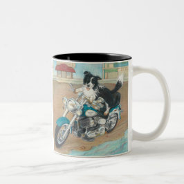 Hund på motorcykeln Två-Tonad mugg