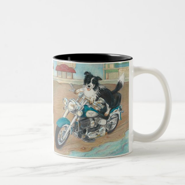 Hund på motorcykeln Två-Tonad mugg (Höger)