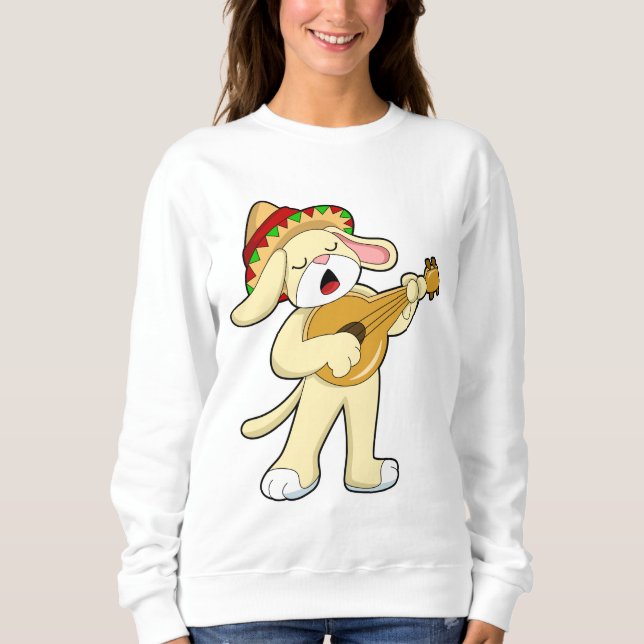 Hund på Music med Guitar T Shirt (Framsida)