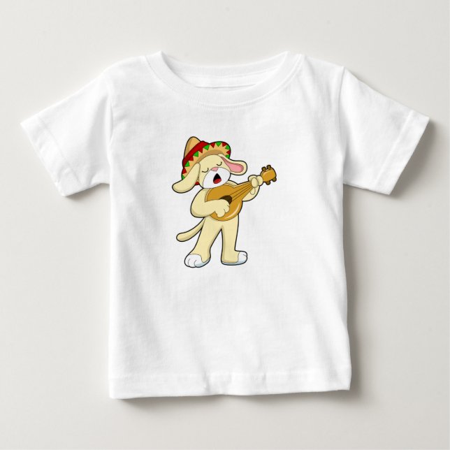 Hund på Music med Guitar T Shirt (Framsida)