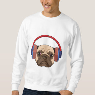Hund på musik med hörlurar lång ärmad tröja