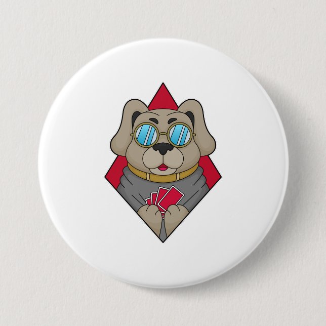 Hund på Poker med Poker-kort Knapp (Framsida)