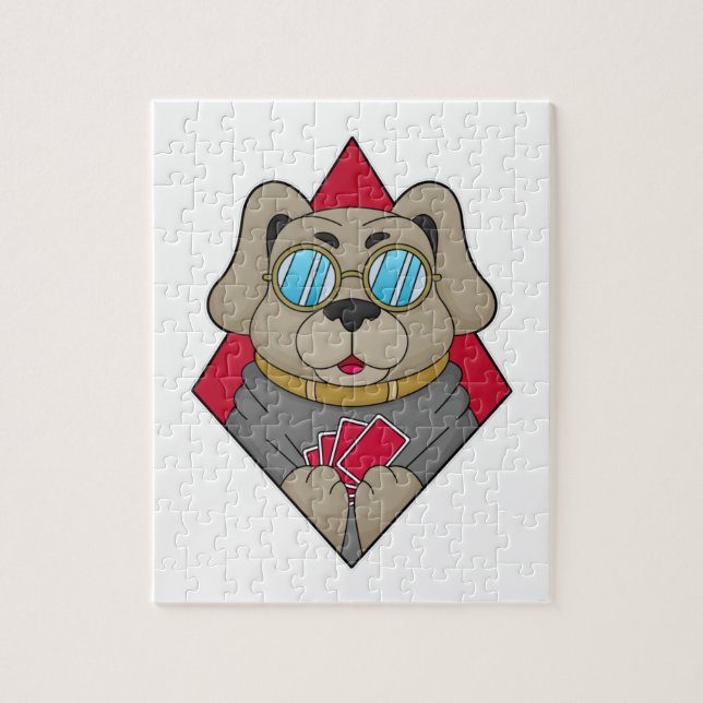 Hund på Poker med Poker-kort Pussel (Vertikal)