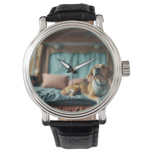 Hund på säng armbandsur