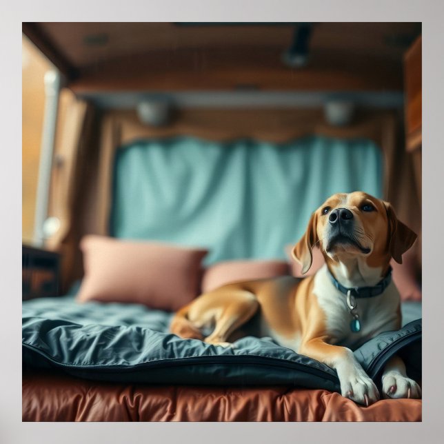 Hund på säng poster (Framsidan)