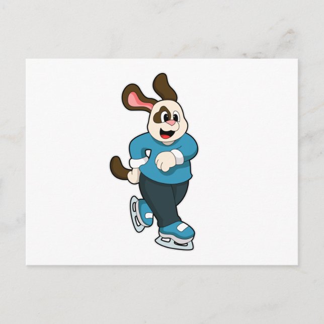 Hund på skridskoåkning med skridskor vykort (Framsida)