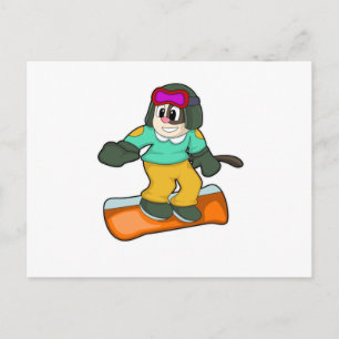 Hund på Snowboard Sport Vykort