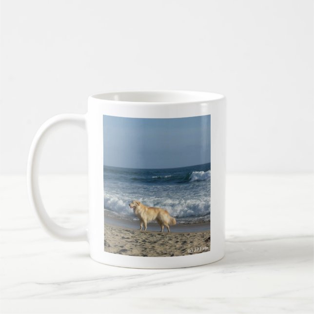 Hund på stranden  kaffemugg (Vänster)