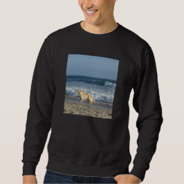 Hund på stranden lång ärmad tröja