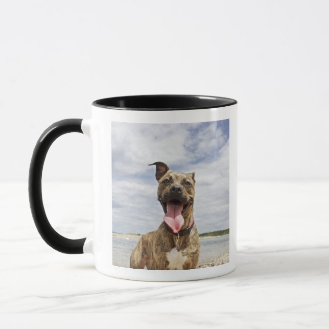 hund på stranden mugg (Vänster)