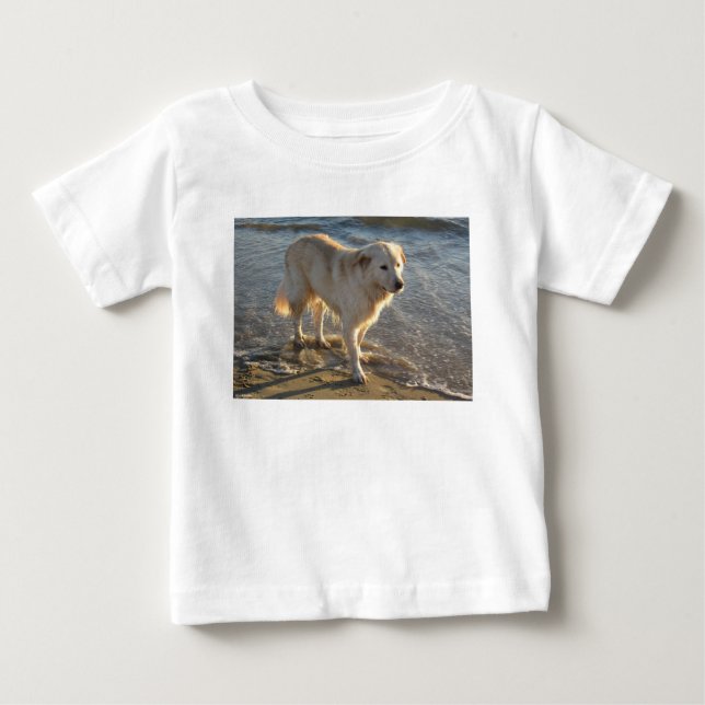 Hund på stranden t shirt (Framsida)