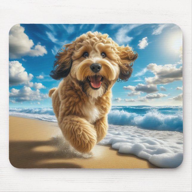 Hund på strandmuspekaren musmatta (Framsidan)