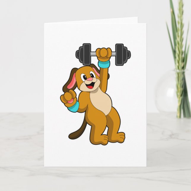 Hund på styrketräning med hantel kort (Framsida)