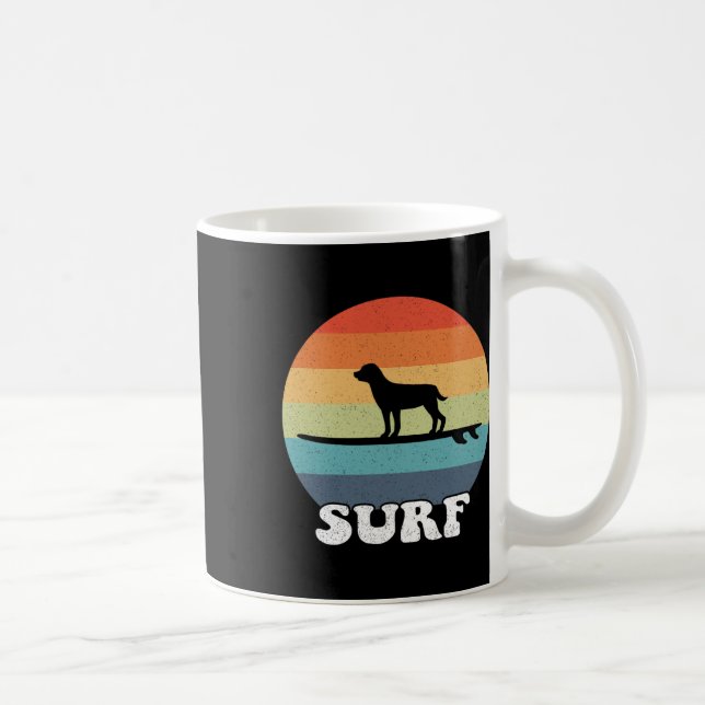Hund På Surfbräda Surfing Bräda Surfare Hund Retro Kaffemugg (Höger)