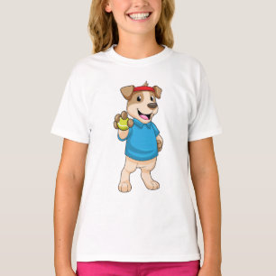 Hund på Tennis med Tennis boll T Shirt
