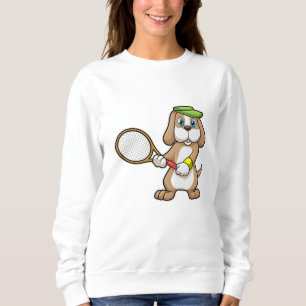 Hund på Tennis med tennis racket & Cap T Shirt