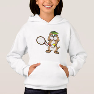 Hund på Tennis med tennis racket & Cap T Shirt