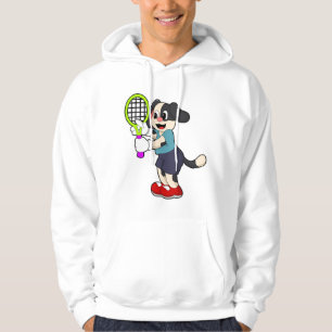 Hund på Tennis med tennis racket Hoodie