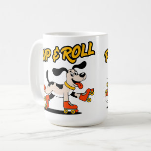 Hund på Valp och rullning av rullskridskor Kaffemugg