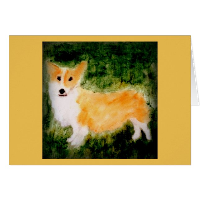 Hund Painting Cute Corgi Hälsningskort (Framsidan Horizontal)