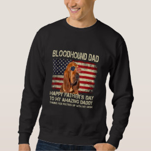 Hund Pappa Bloodhound Hund Pappa Lycklig Fars dag Lång Ärmad Tröja