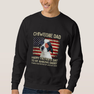 Hund Pappa Chiweenie Hund Pappa Lycklig Fars dag i Lång Ärmad Tröja