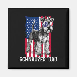 Hund Pappa Fars dag Gift Mini Schnauzer USA flagga Magnet