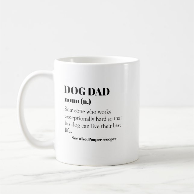 Hund Pappa Funny Definition Ord Noun Gift Pappor Kaffemugg (Vänster)
