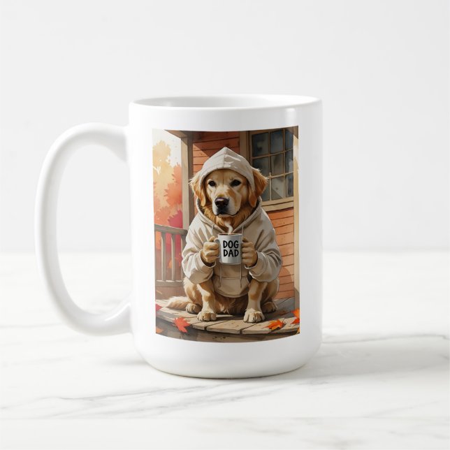 Hund Pappa Life Poster - Porch Coffee & Puppy Cudd Kaffemugg (Vänster)