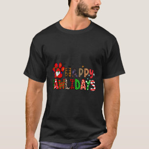 Hund Pappa Mamma Lycklig Pawlidays God jul Holida T Shirt