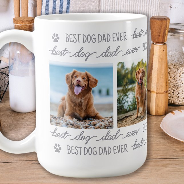 HUND PAPPA Personlig Pet 4 Fotokollage Kaffemugg (Skapare uppladdad)