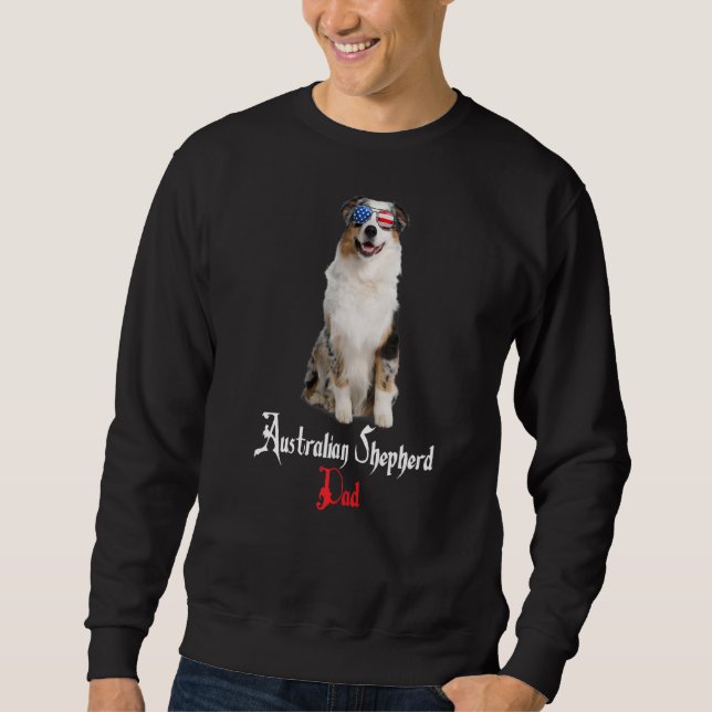 Hund Pappa Puppy Pappa Australian shepherd Lång Ärmad Tröja (Framsida)