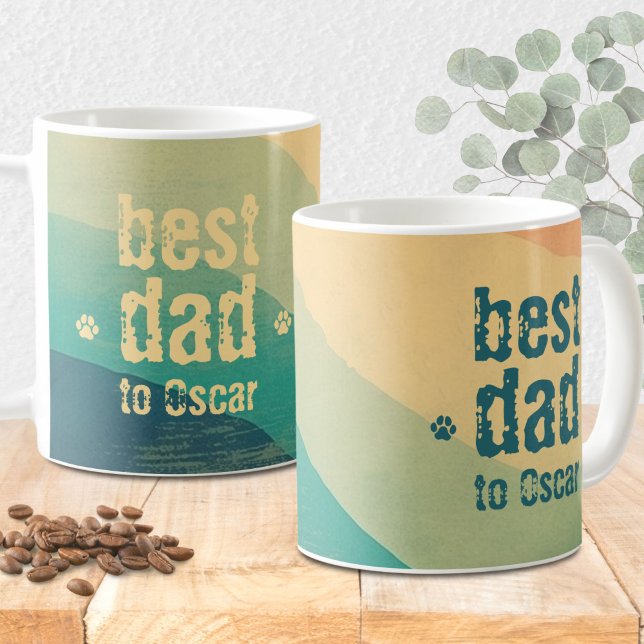 Hund Pappa Retro Groovy Personlig Kaffemugg (Skapare uppladdad)