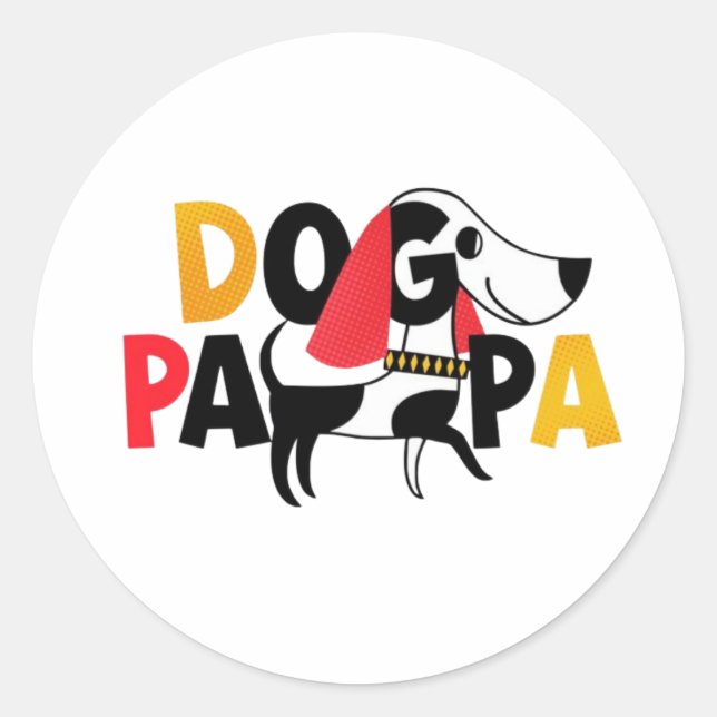 Hund pappa runt klistermärke (Framsida)