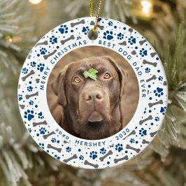 HUND PAPPA Tass avtryck Anpassningsbar Pet Photo j Julgransprydnad Keramik